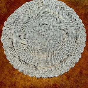 Handcrafted blue crocheted doily
